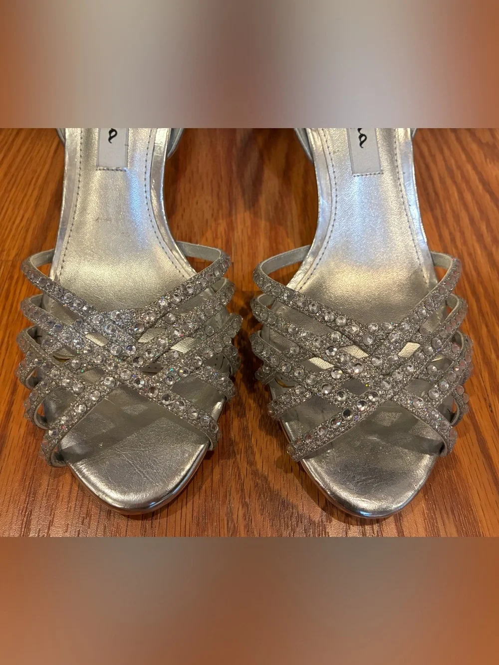 Nina New York Silver Rhinestone Evening Heels D-Orsay Pumps Size 6.5M